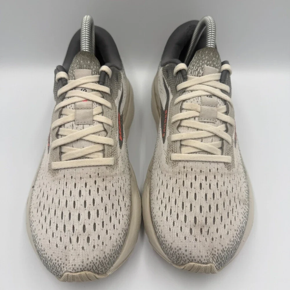 Brooks Ghost 16 White Running Shoes Women's‎ Size 8.5 Gray Sneakers 1204071B006